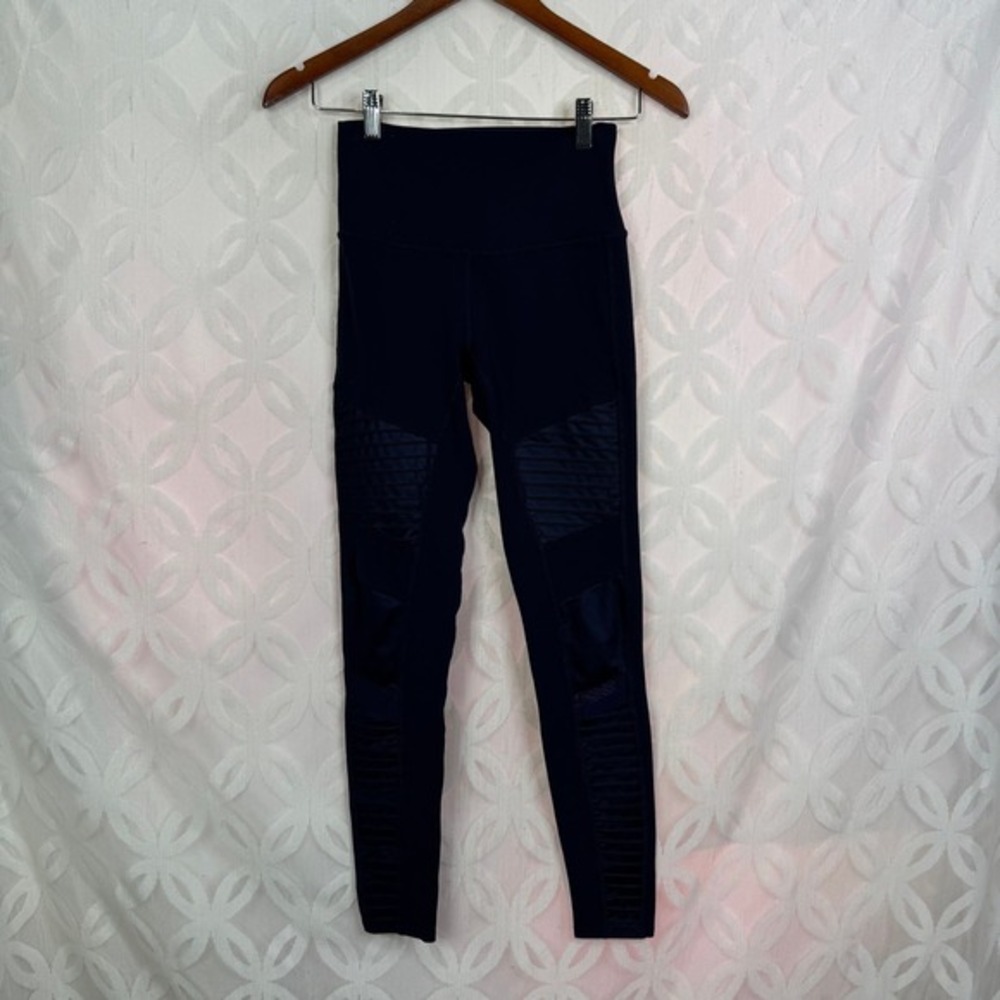 Alo Yoga Womens Navy Blue High Waist Moto Leggings W5494R Size Small - Picture 6 of 13